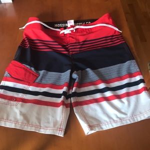 Mossimo Men's Board Shorts Sz 34 wht/red/navy